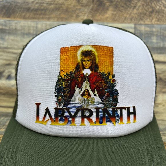Labyrinth Mens Trucker Hat Brown Snapback 1986 Fantasy Throwback Baseball Cap - Picture 3 of 8